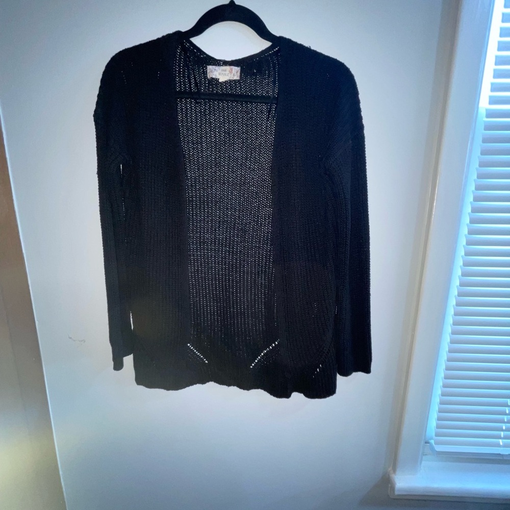 Pink Republic Black Open-Front Cardigan Sweater